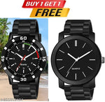Watch Combo BUY 1 GET1FREE Black Designer Professional PU Analog Watch pack of 2