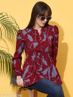 Sheetal Associates Black Floral Printed Peplum Top