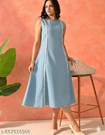 Woman denim Dress/Calf Length Denim dress/Maxi Length Denim Dress/Denim Middi