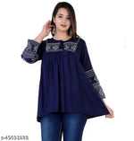 Rayon Top With White color of Embroidery