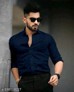 Mens wear trendy look solid readymade long sleeves shirts