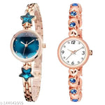 Rose Gold Girls Womens style Girls Hand Watch Luxury Design Steel Chain New Model Analog Women Watch Combo Of 3