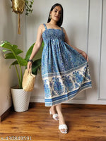 One Piec Dress | Dress for Parties | Women's Printed Dress | Women’s Party Dress | Printed Women’s Dress | Summer Casual Dress | Fancy & LigthWeigth Gown for Women and Girls | Stylish Western Frock