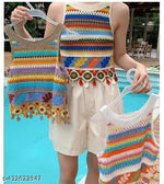 Notty Girl Boho Floral Crochet Button-Front Vest Top