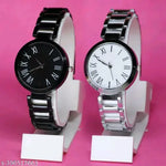 New Ethnic Solid Black Brown Metal Belt Analog Watches Combo for Women