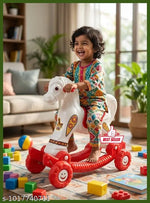 Chetak Convertible Playful Pony for Kids in Pink and Grey - Multifunctional Playmate for Children