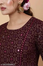 Gold Print Anarkali Kurti (3009)