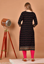 stylish printed Straight kurta_Black