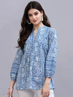 BLUEPRINTED COTTON TOPS FOR GIRLS