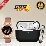 Premium Bluetooth Earbuds(AIRPOD PRO) & Digital Watch Combo – Noise-Canceling, True Wireless Earbuds, Sports, Sweatproof, Touch Control, Long Battery Life, Water-Resistant Luxury Analog Men’s Watch, Stylish Wristwatch(BT + CASE COVER + WATCH)