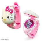 IEEE International Kitty Cat. Character Multicolored Glowing Light and Musical Digital Girl's Wrist Watch | Unique Cute Cartoon Character on Strap | Soft Silicone. Strap | Suitable for Age 3-12 Year Kids