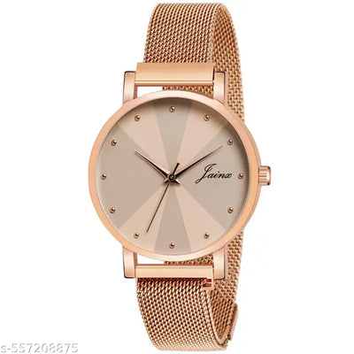 Jainx Rose Gold Magnet Mesh Chain Analog Wrist Watch for Women