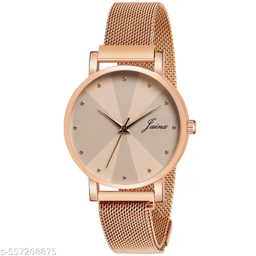 Jainx Rose Gold Magnet Mesh Chain Analog Wrist Watch for Women