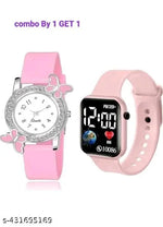 Analogue Magnet Strap Women's Girls Watch Sweet Heart with Digital watch Combo for Girl's & Women's Watch Pack of 2