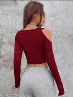 Letest women cold shoulder long sleeve top for girls