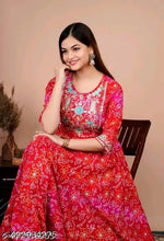 Women's Trending Embroidered Bandhej Anarkali Kurti