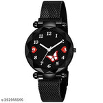 Women's Black Strap Butterfly desigen megnet Watch