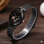 Women's Black Strap Butterfly desigen megnet Watch