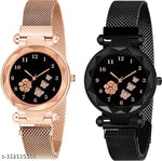 Rose Gold Girls Womens style Girls Hand Watch Luxury Design Steel Chain New Model Analog Women Watch Combo Of 3