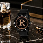 New Stylish LR 05 Black Dial Black PU Strap Watch For Boys And men