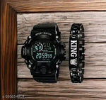 Combo Offer For Mens Digital Dial Black Solid Design Strap Multi Functional with Backlight Sports Watch for Men & Boy- Branded and trandy Black Color Strap Waterproof Digital Sports Watch for Men's Kids Watch for Boys Watch for Men Pack of 1