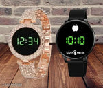 Digital Watch Combo - For Women Luxury LED Touch Screen CZ Stone Bracelet Watch Eleegant Timepiece
