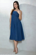 Woman denim Dress/Calf Length Denim dress/Maxi Length Denim Dress/Denim Middi