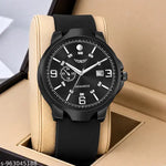 Day & Date Function Watch With Black Coated Dial, Stainless Steel Chain Analog Watch - For MenDay & Date Function Watch With Black Coated Dial, Stainless Steel Chain Analog Watch - For Men
