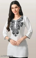 Rayon Top With White color of Embroidery