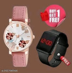 Analogue Magnet Strap Women's Girls Watch Sweet Heart with Digital watch Combo for Girl's & Women's Watch Pack of 2