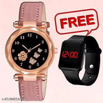 combo watch for women Best Quality Festive Season Flower Designer Round Dial Attractive Leather Belt combo wathces for women stylish girl watches analog leather belt watches wrist watches combo led watch for girl