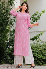 Baby Pink Kurta Palazzo Set Btan