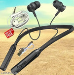 Wireless Neckband with 20+ Hours Playback Fast Charging Technology Bluetooth in-Ear Earphone Headset, 10mm HD Drivers, Trending Bluetooth Headphones, Compatible for all Smartphones - Black