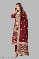 Trendy Jacquard Silk Suit Dress Material For Women