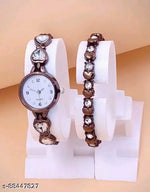 Ronical  Analog White Dial Watch With Heart Shape Rosegold Bracelet Combo For Womens And Girls Pack Of 2 Analog Watch