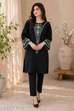 Maroon Straight Fit Kurta Set for Women with Elegant Floral Lace Detailing | Stylish Ethnic Wear with Matching Pants