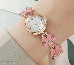 Flower Pattern Analogue Women's or Girls Watch (Rose Gold White)