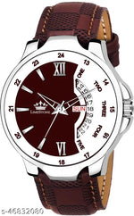 Dutchman Day & Date Function Watch With Blue & White Dial, Stainless Steel Chain Strap Analog Watch - For Men