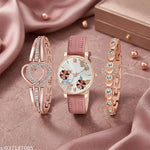 Ronical  Analog White Dial Watch With Heart Shape Rosegold Bracelet Combo For Womens And Girls Pack Of 2 Analog Watch