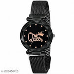 Women's Black Strap Butterfly desigen megnet Watch