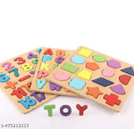 Colourful Wooden Puzzle Set for Kids: Capital Alphabets, Numbers and Shapes - Educational Learning Board for Toddlers and Preschoolers (ABCD, Numbers, Shapes)