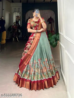 Women's Collection Dolla Silk Lehenga Choli Patola Print with Foil Work With Unstitched Blouse