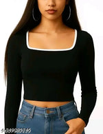Contrast Neck Full Sleeve Top