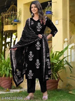 ROYAL ETHNIC FLAIR WOMEN'S PRINTED KURTA SET WITH DUPATTA  AND  BOTTOMWEAR