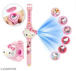 Cat 3D Action Figure Hello Kitty Face Based Toy Design Digital Glowing Watch with Disco Music and Blinking Lights for Kids | for Boys Girls- Good Birthday Return Gift