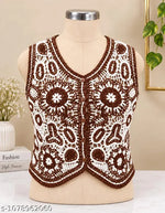 Notty Girl Boho Floral Crochet Button-Front Vest Top