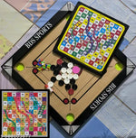 CARROM BOARD 20*20 INCHES , LUDO & SNAKE , CARROM COINS 20 PCS. , POWDER & STRICKER A40