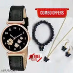 fashion jewellery new for woman and girlsTrendy Watch Bracelet Combo for Girls – Available in Black, White, Blue, Red & Pink