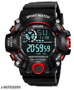 Combo Offer For Mens Digital Dial Black Solid Design Strap Multi Functional with Backlight Sports Watch for Men & Boy- Branded and trandy Black Color Strap Waterproof Digital Sports Watch for Men's Kids Watch for Boys Watch for Men Pack of 1