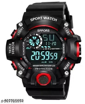 Combo Offer For Mens Digital Dial Black Solid Design Strap Multi Functional with Backlight Sports Watch for Men & Boy- Branded and trandy Black Color Strap Waterproof Digital Sports Watch for Men's Kids Watch for Boys Watch for Men Pack of 1